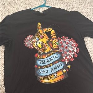 Bella Canvas Black and Gold Thanos Tee with Colorful Graphic